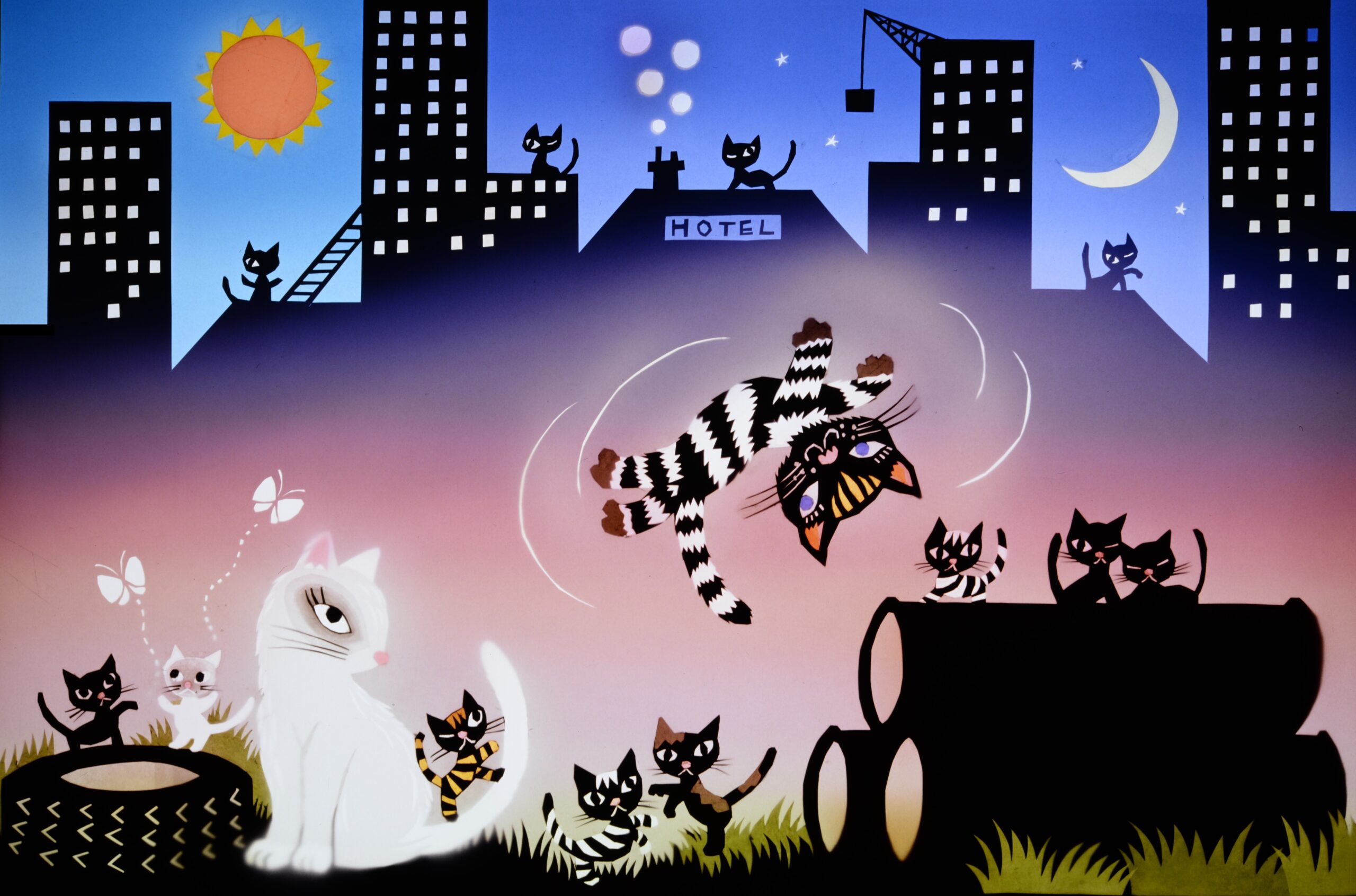 親子で楽しむ生演奏でおくる音楽影絵劇「100万回生きたねこ」のイメージ